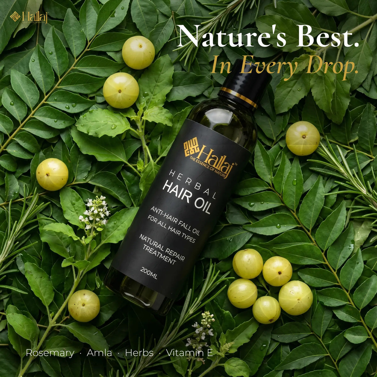 Hallaj Herbal Hair Oil – Organic Herbal Hair Oil for Strong, Healthy & Beautiful Hair