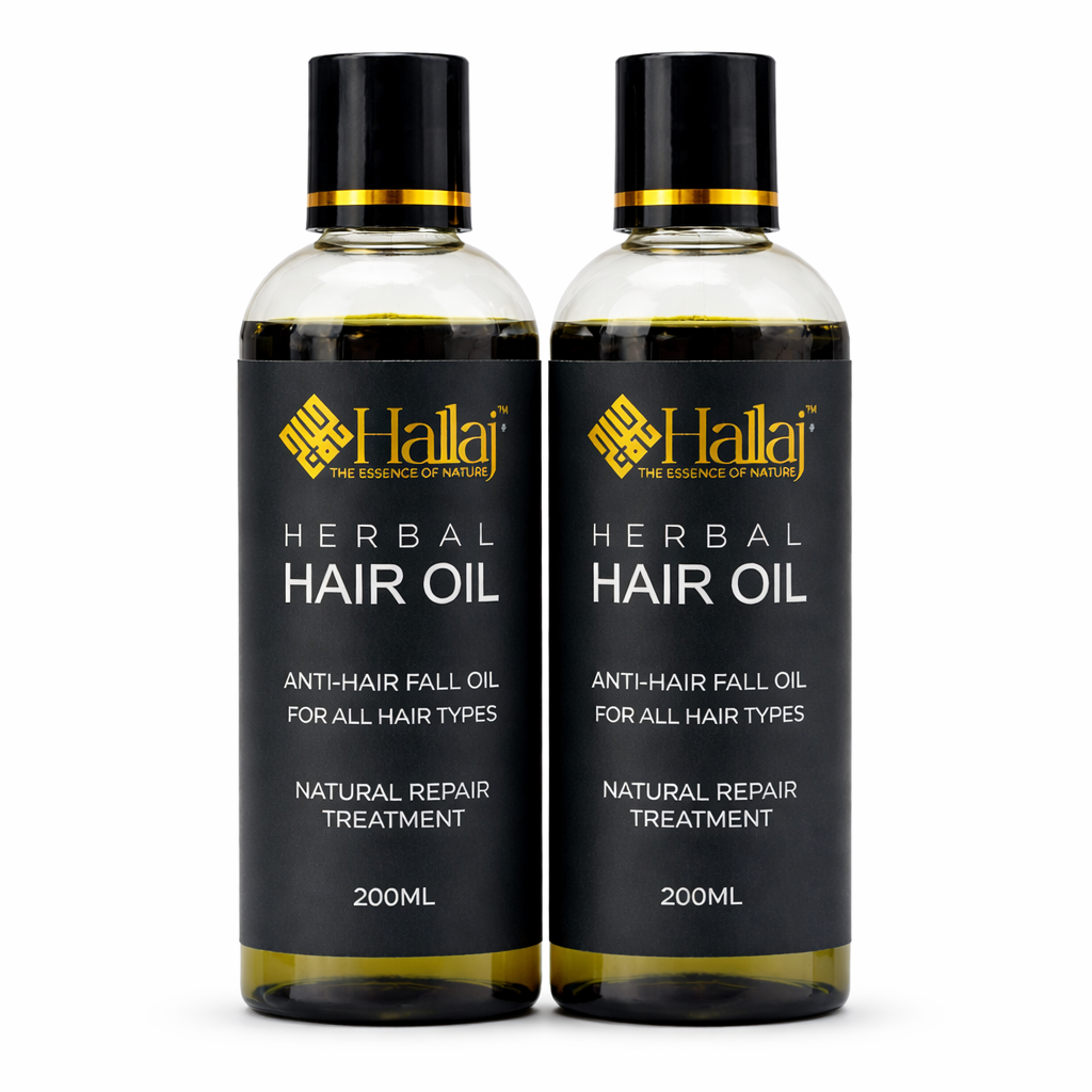 Hallaj Herbal Hair Oil close-up image with herbal extract blend