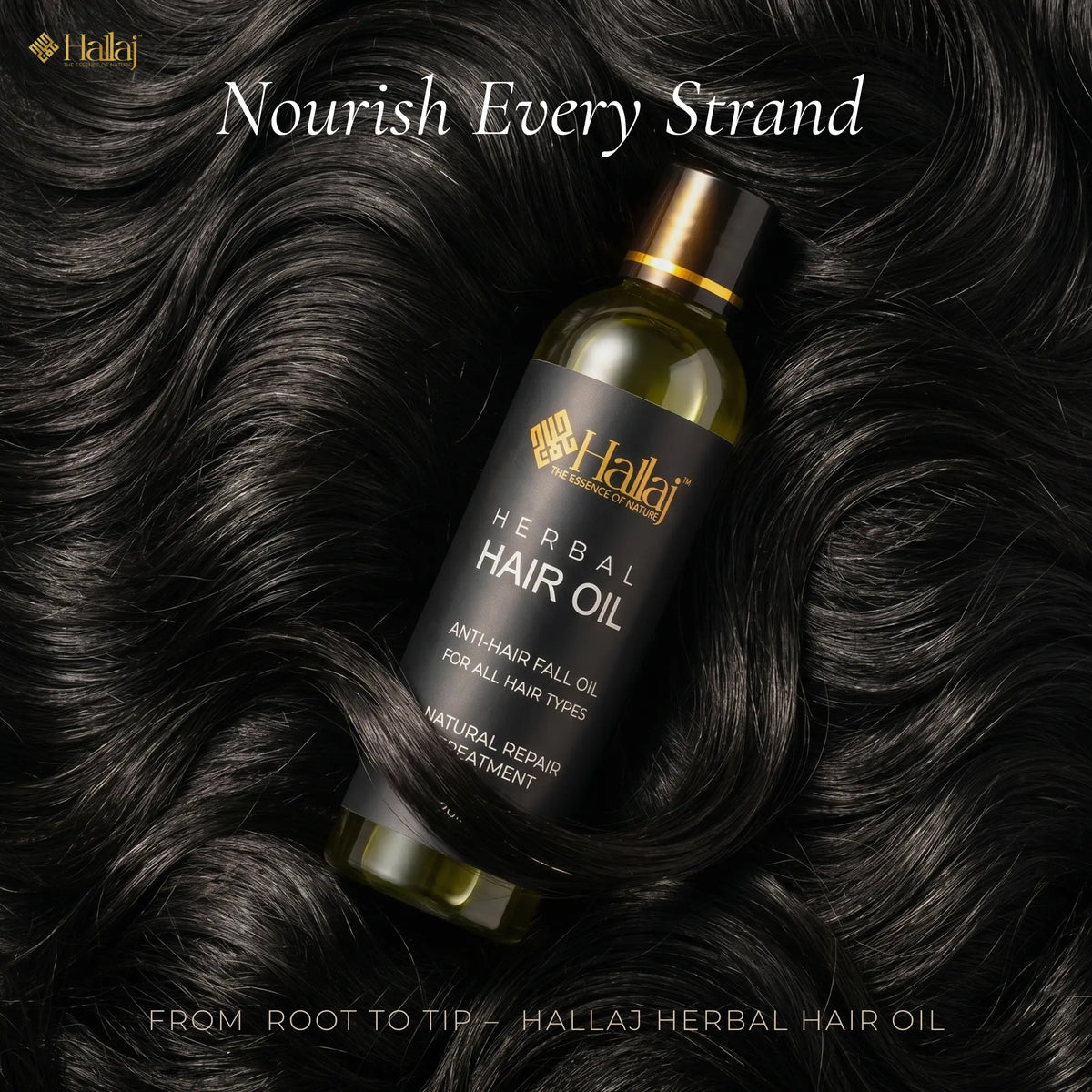 Hallaj Herbal Hair Oil – Organic Herbal Hair Oil for Strong, Healthy & Beautiful Hair