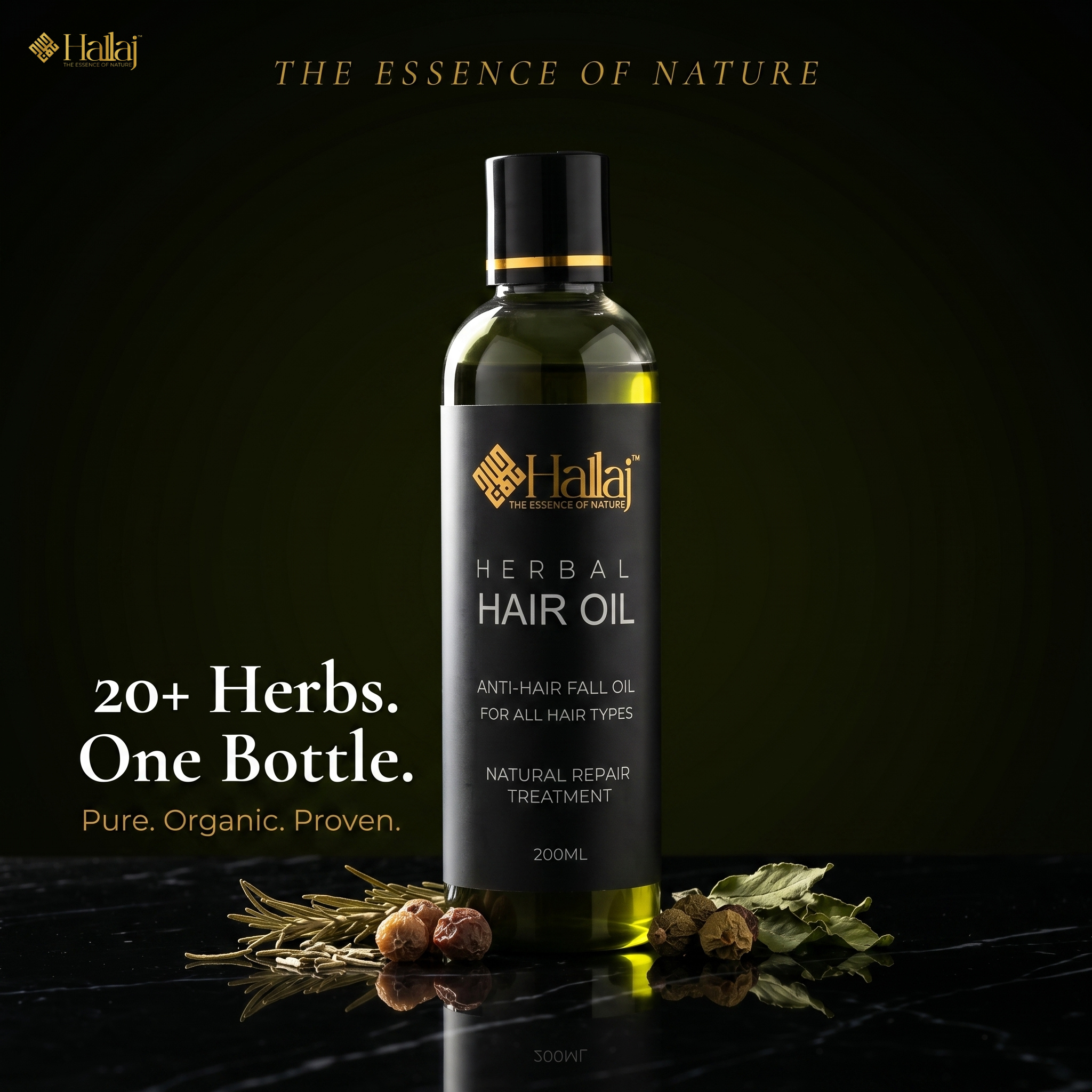 Natural Hallaj Herbal Hair Oil with herbal ingredients for hair care