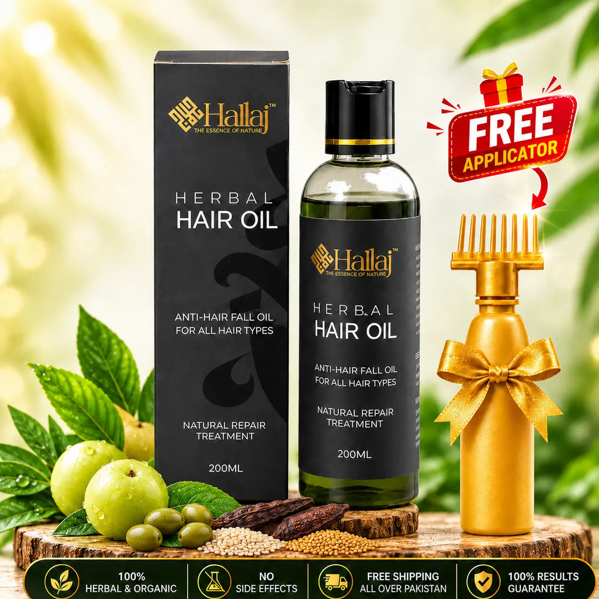 Hallaj Herbal Hair Oil – Organic Herbal Hair Oil for Strong, Healthy & Beautiful Hair
